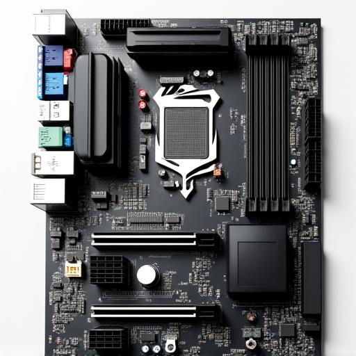 多数のポートとスロットを備えたマザーボードの上面図